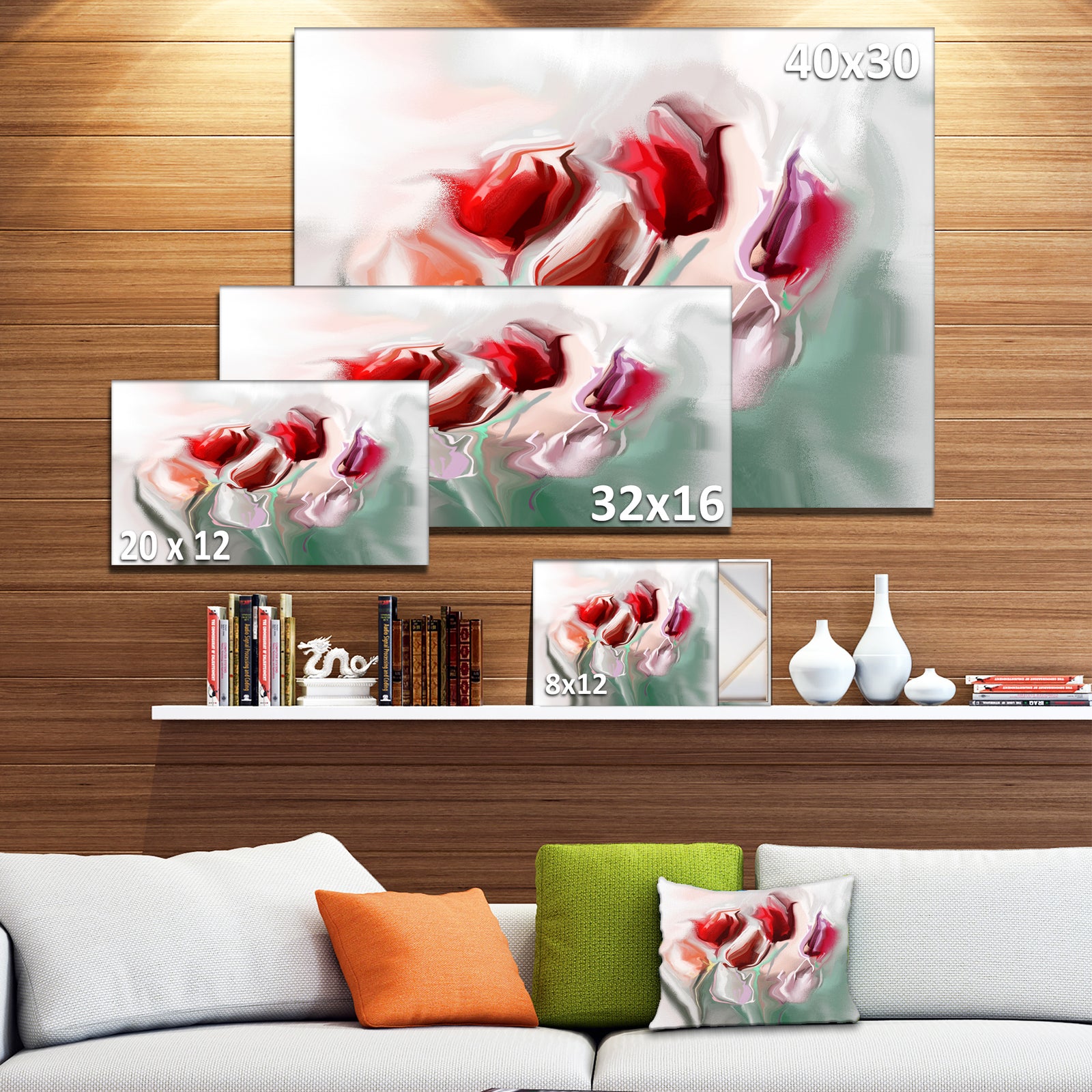 Floral Watercolor Illustration - Large Animal Canvas Wall Art Print