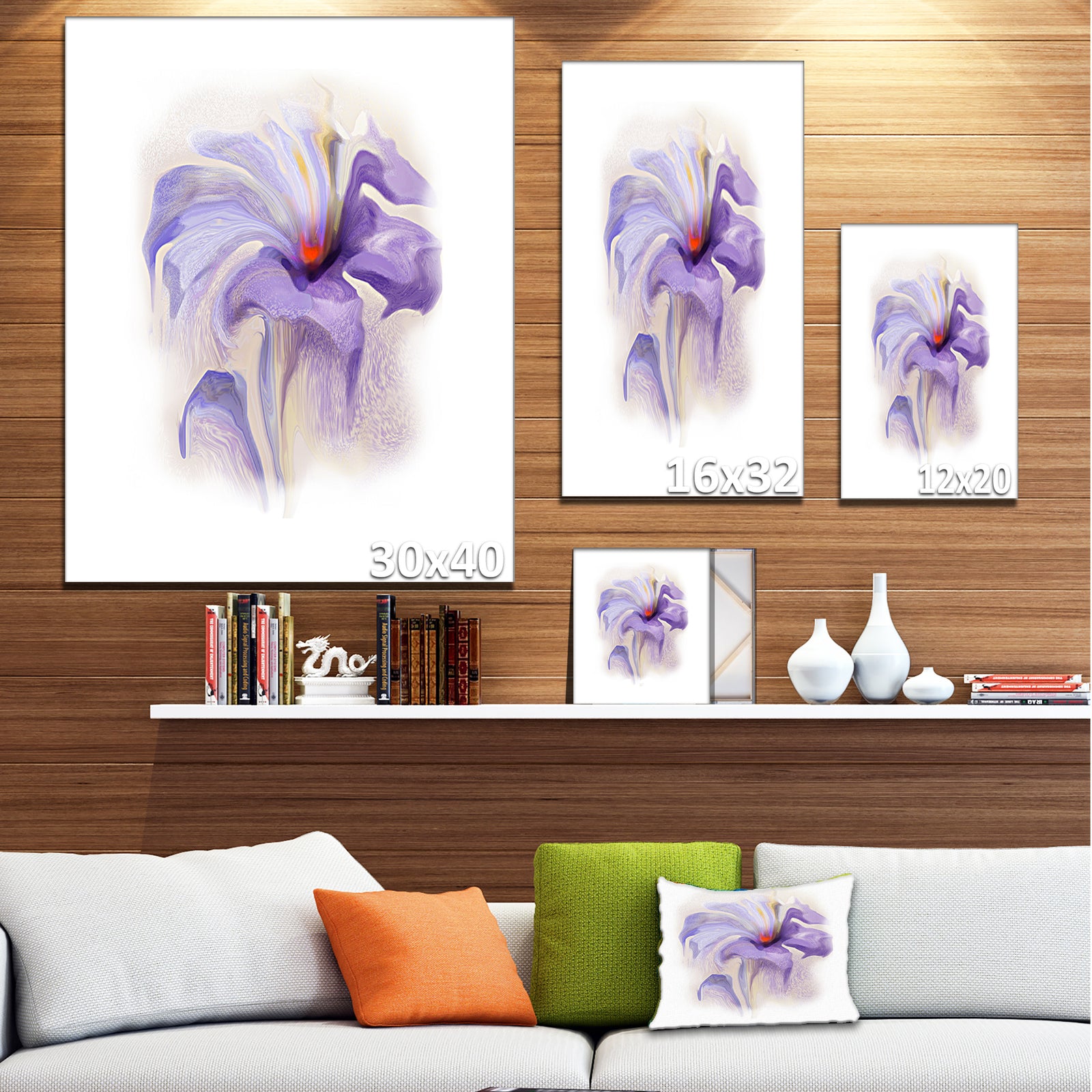 Purple Flower Watercolor Illustration - Large Animal Canvas Wall Art Print