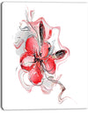 Red Floral Watercolor Sketch - Large Animal Canvas Wall Art Print