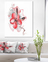 Red Floral Watercolor Sketch - Large Animal Canvas Wall Art Print