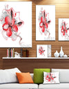 Red Floral Watercolor Sketch - Large Animal Canvas Wall Art Print