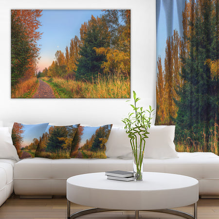 Road Through Fall Forest - Extra Large Landscape Art Canvas