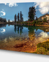 Clear Lake with Row of Pine Trees - Extra Large Landscape Art Canvas