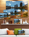 Clear Lake with Row of Pine Trees - Extra Large Landscape Art Canvas