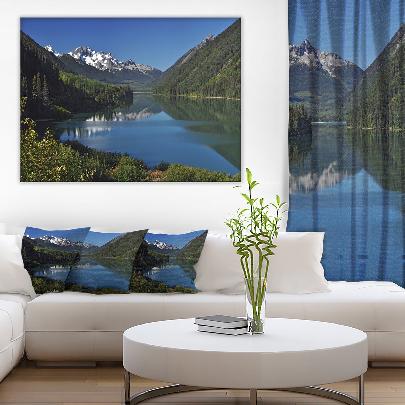 Calm Clear Lake with Mountains - Extra Large Landscape Art Canvas