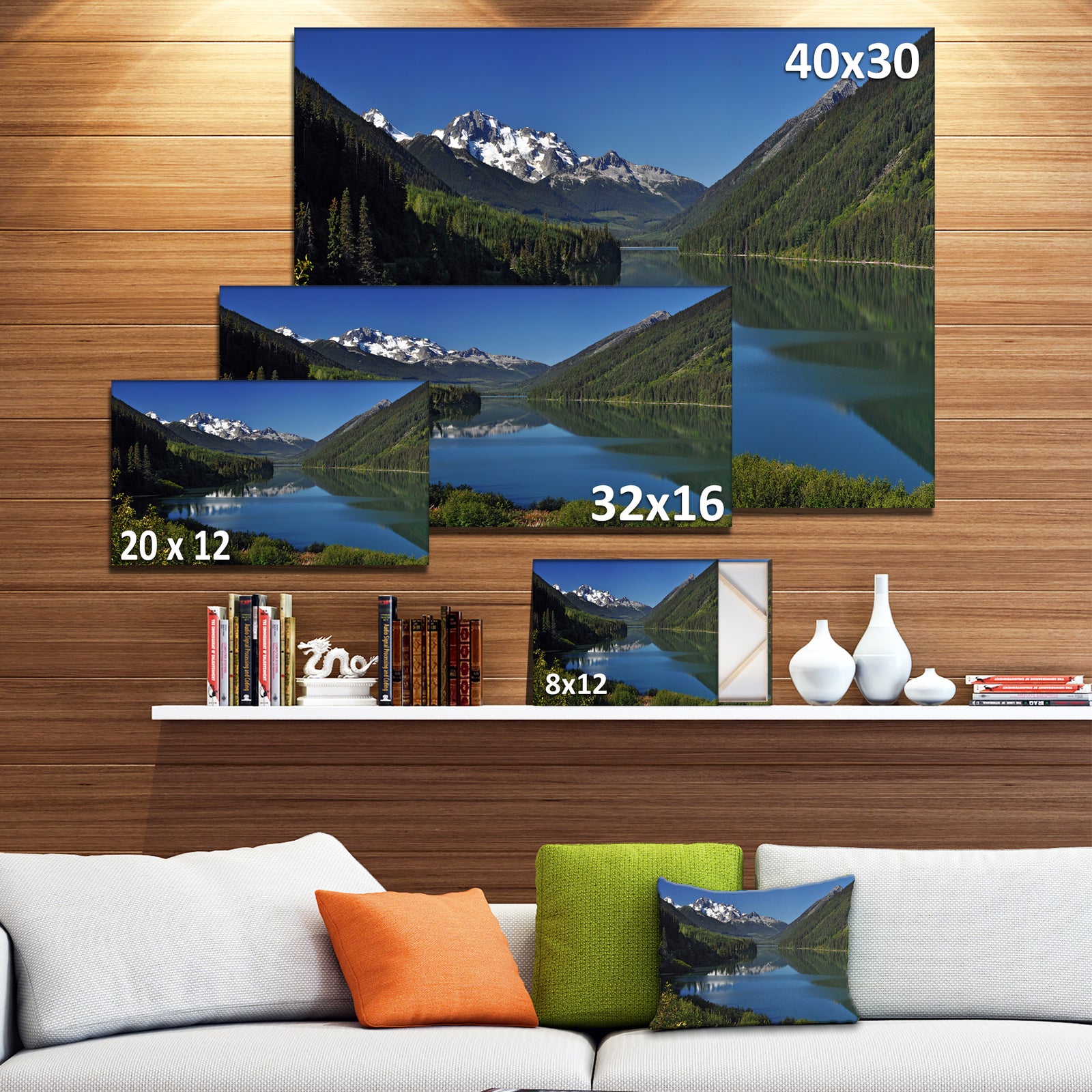 Calm Clear Lake with Mountains - Extra Large Landscape Art Canvas
