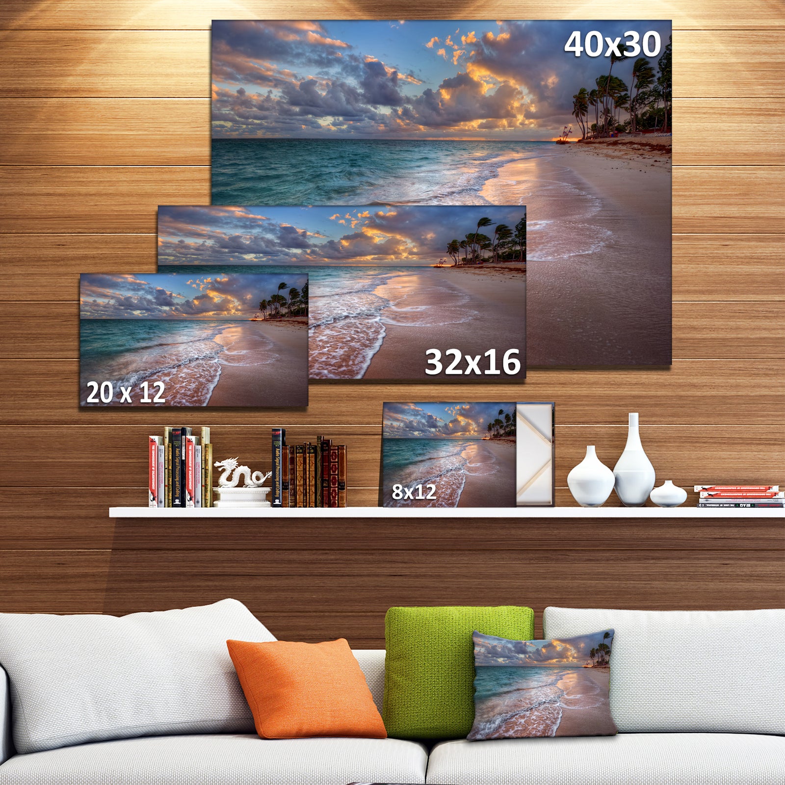 Palm Trees on Clear Sandy Beach - Seashore Canvas Art Print