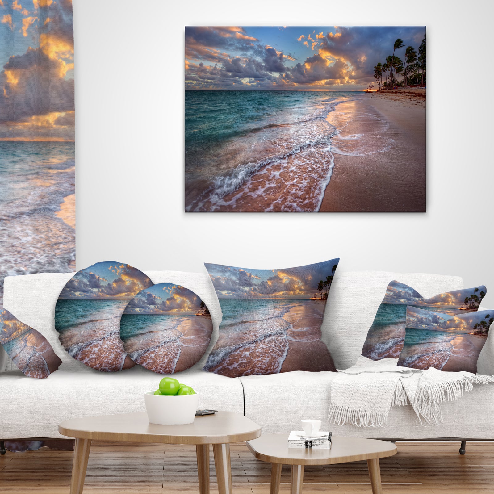 Palm Trees on Clear Sandy Beach - Seashore Canvas Art Print