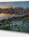 Beautiful Sunrise at Vancouver Downtown - Seashore Art Print on Canvas