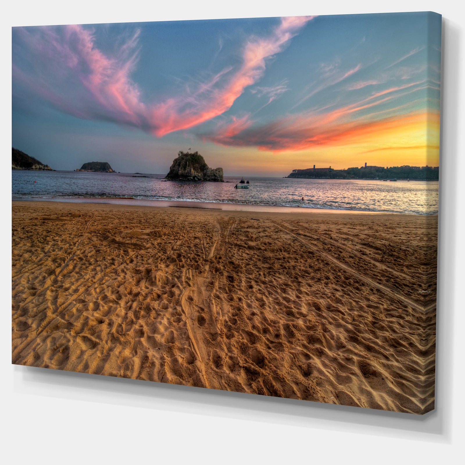 Trodden Sand on Beach at Sunset - Seashore Art Print on Canvas