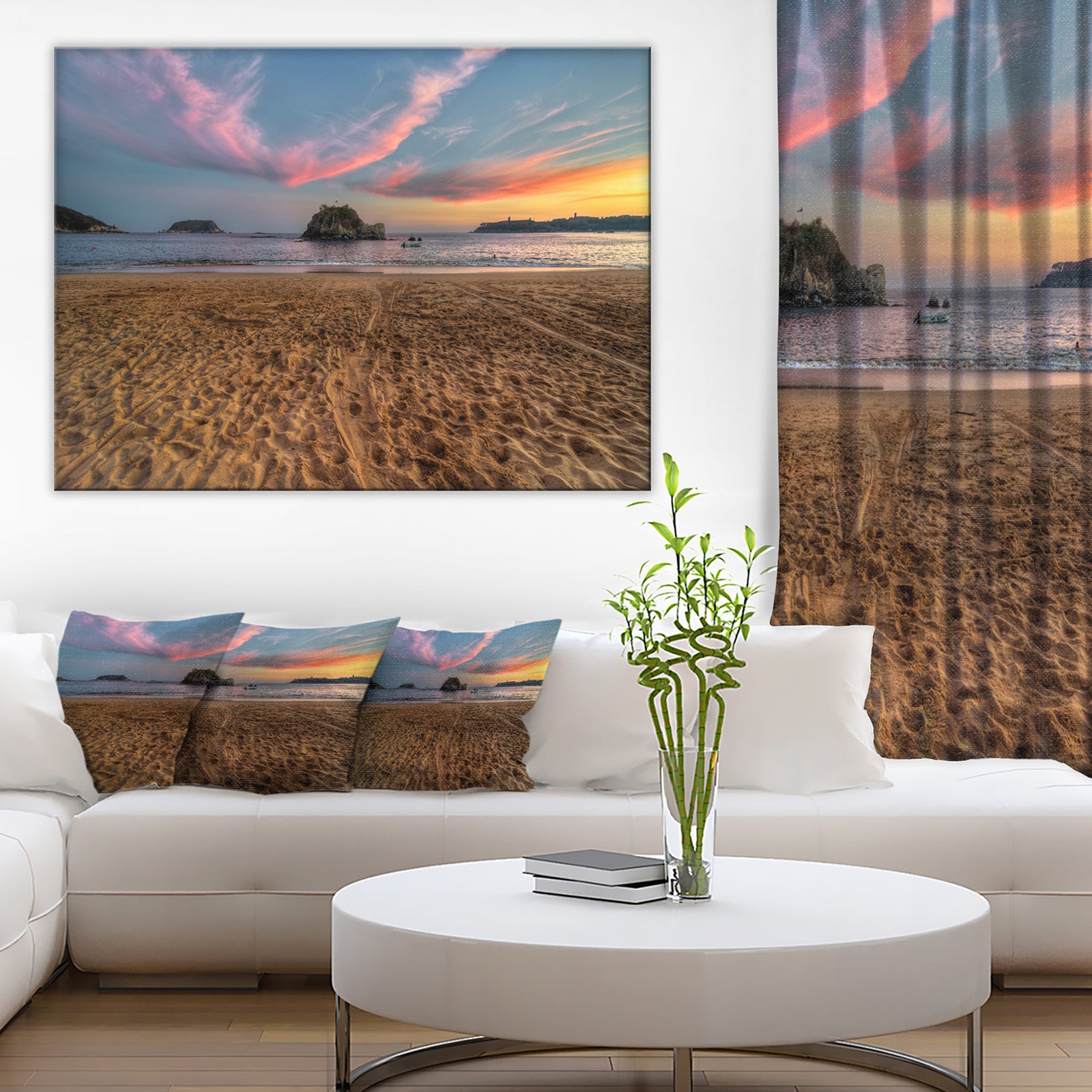 Trodden Sand on Beach at Sunset - Seashore Art Print on Canvas