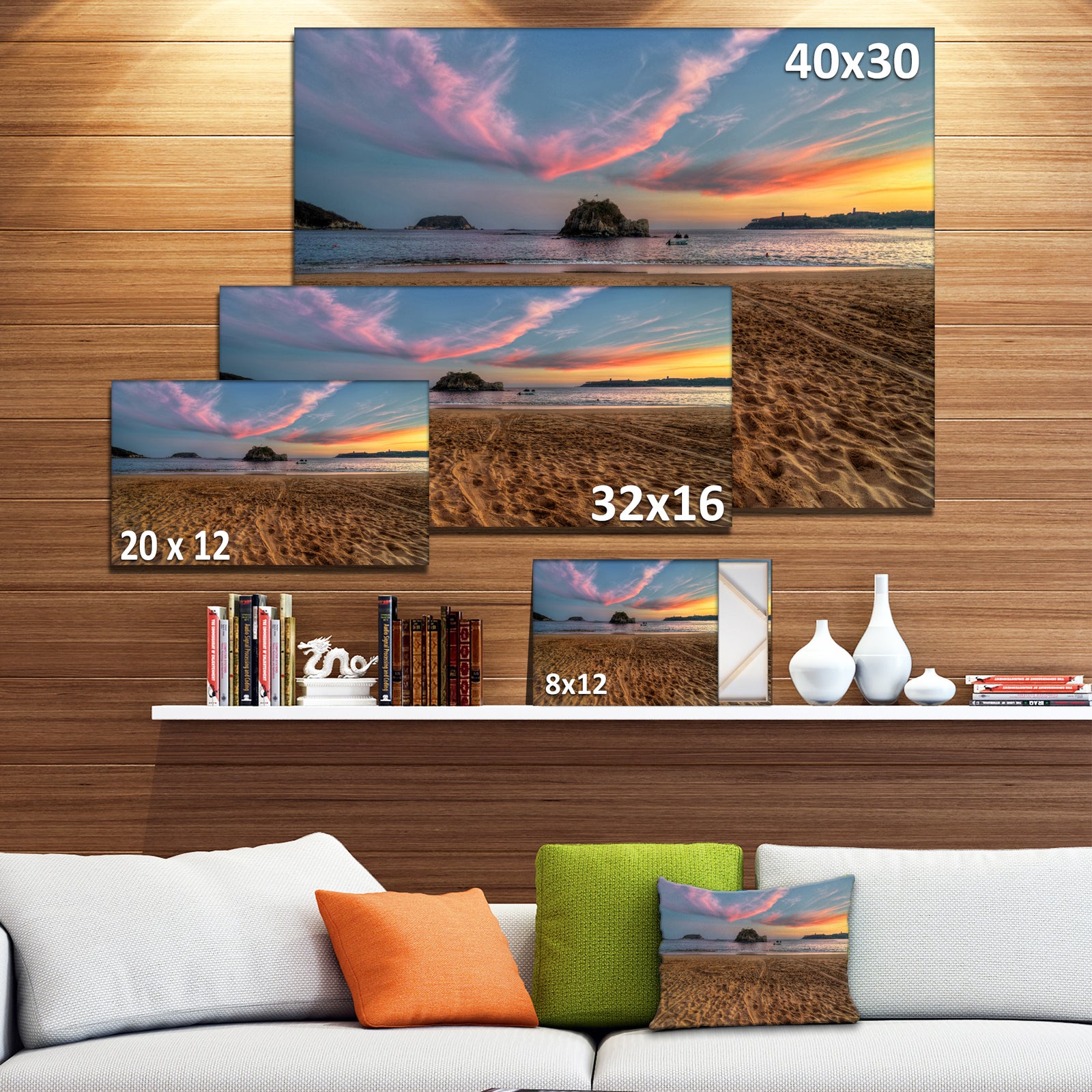 Trodden Sand on Beach at Sunset - Seashore Art Print on Canvas