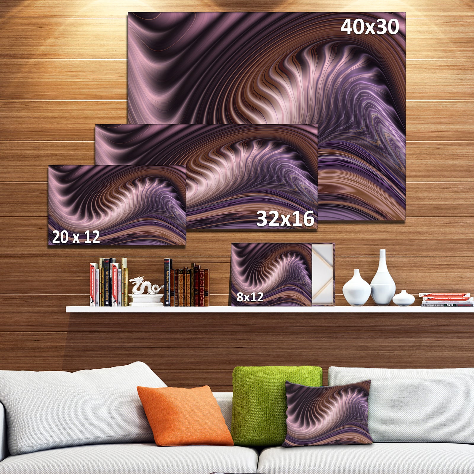 Purple Waves Fractal Wall Art - Abstract Canvas Wall Art Print