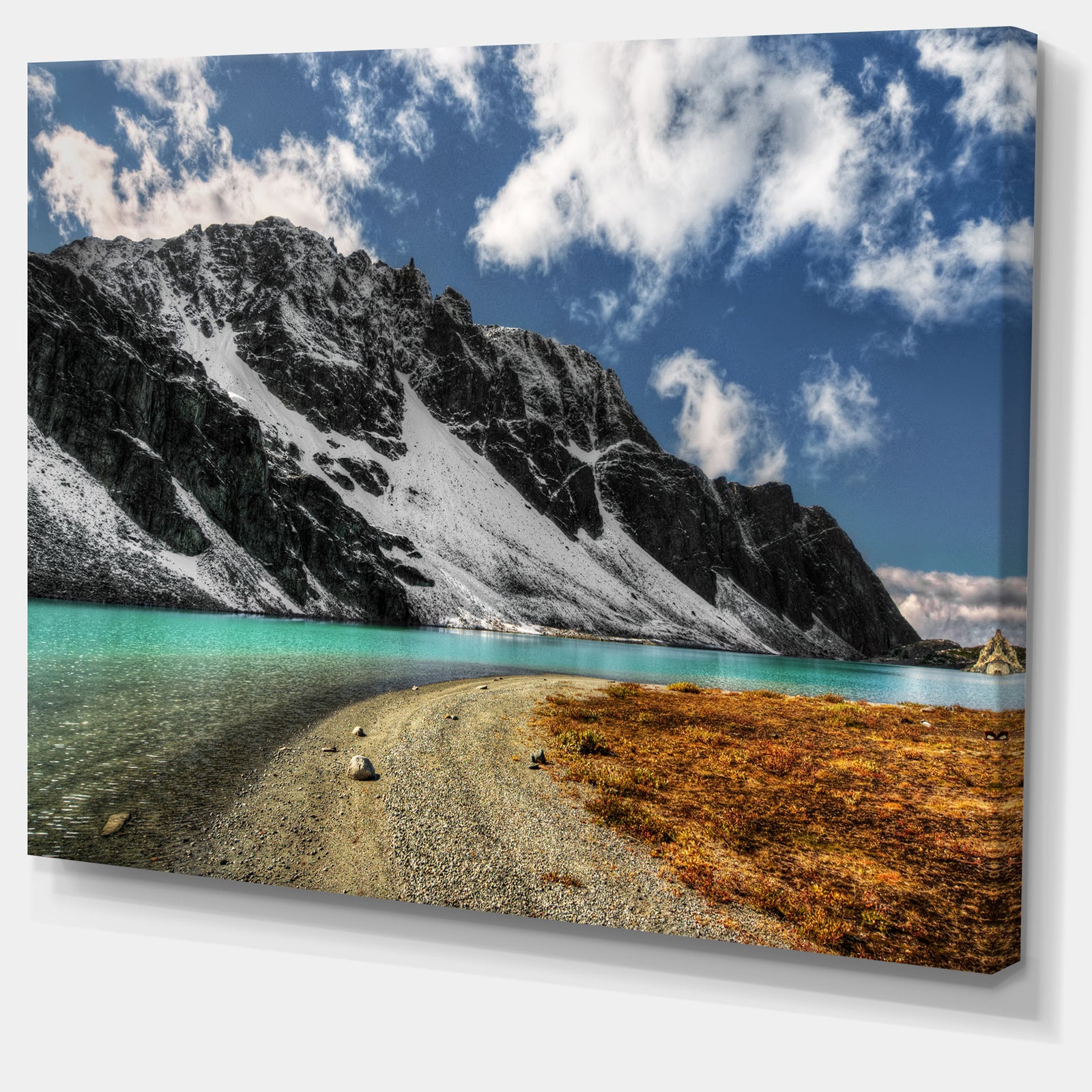 Bright Sky and Blue Mountain Lake - Landscape Artwork Canvas Print
