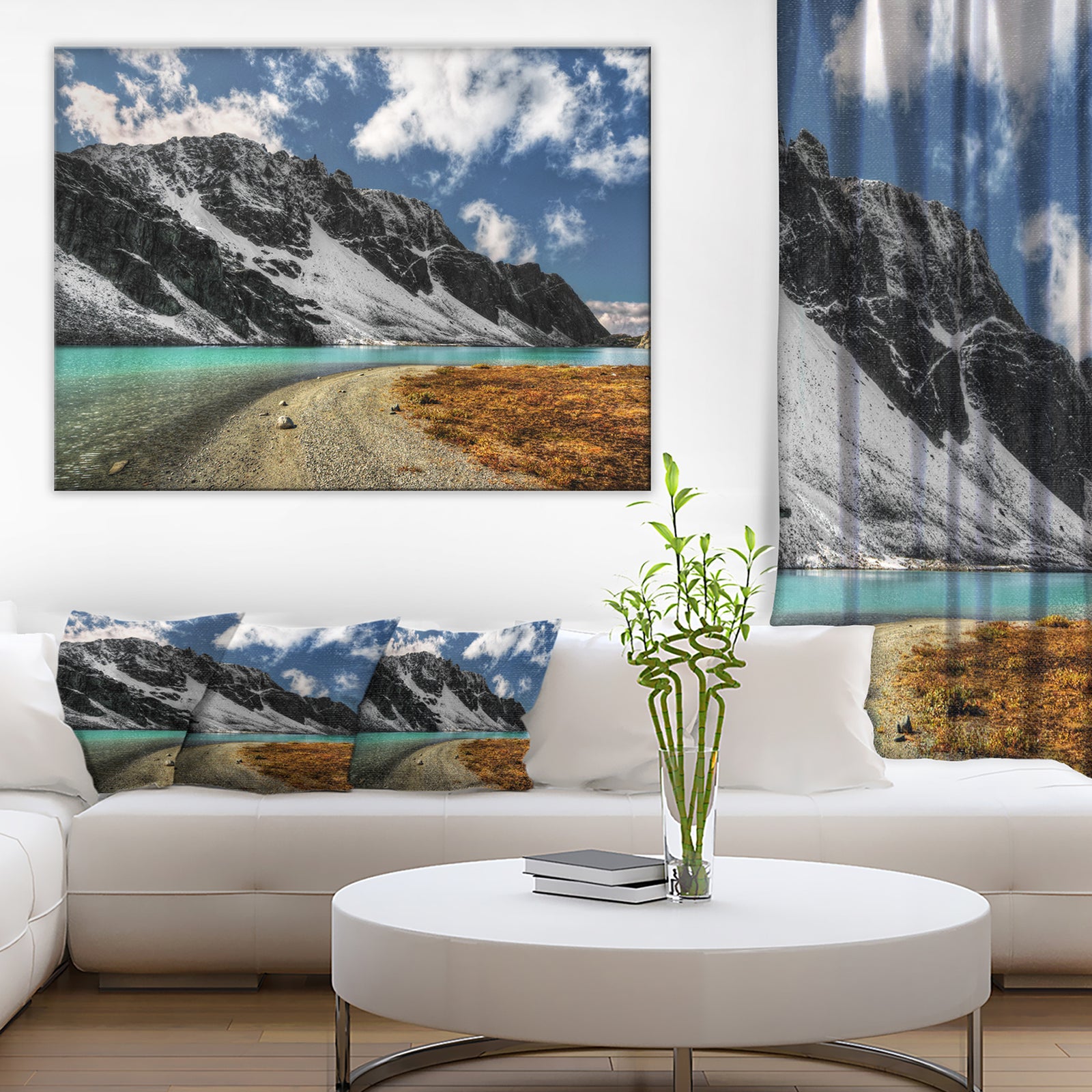 Bright Sky and Blue Mountain Lake - Landscape Artwork Canvas Print