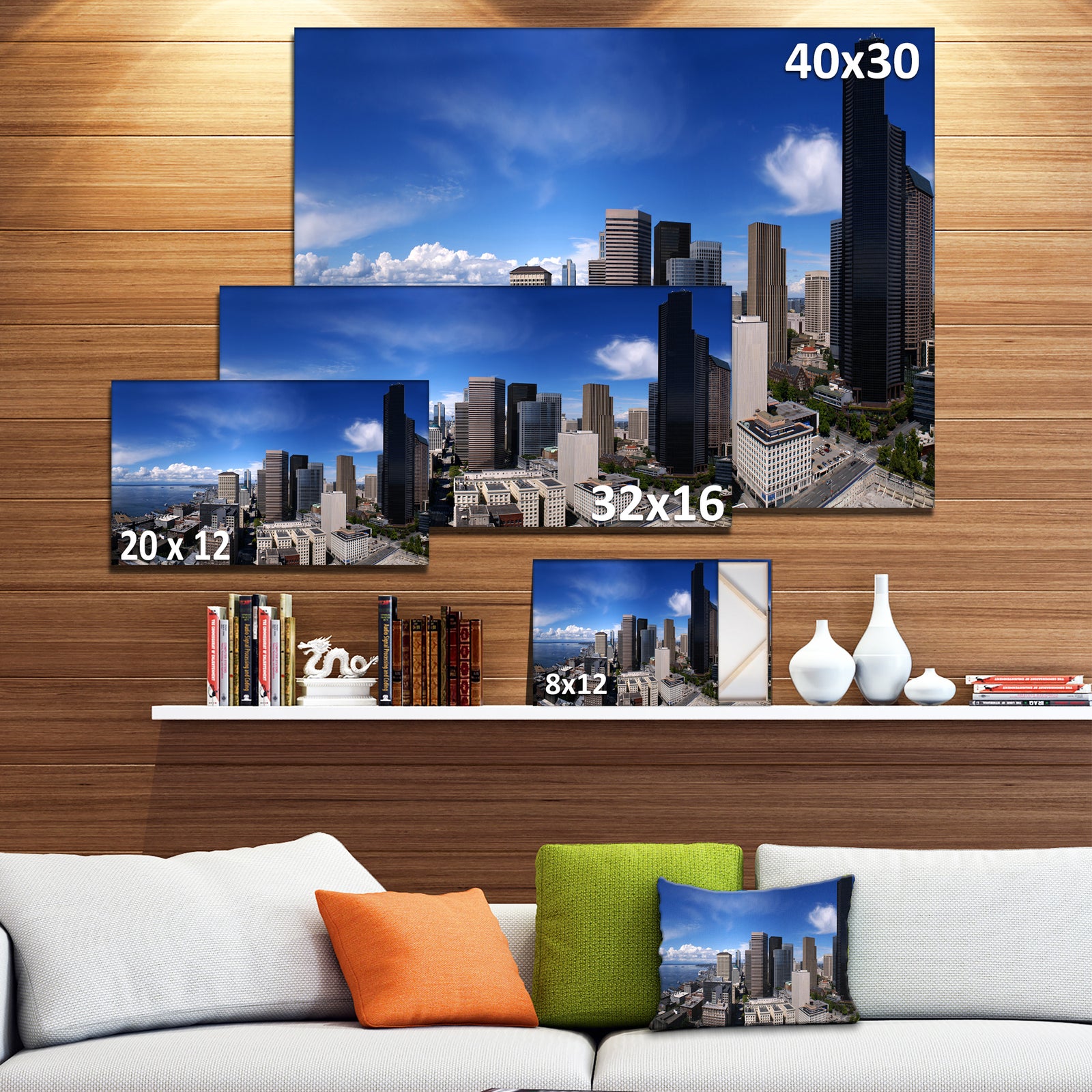 Seattle Downtown from Smith Tower - Extra Large Cityscape Wall Art on Canvas
