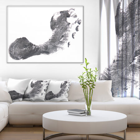 Black and White Footprint Design - Portrait Canvas Wall Art Print