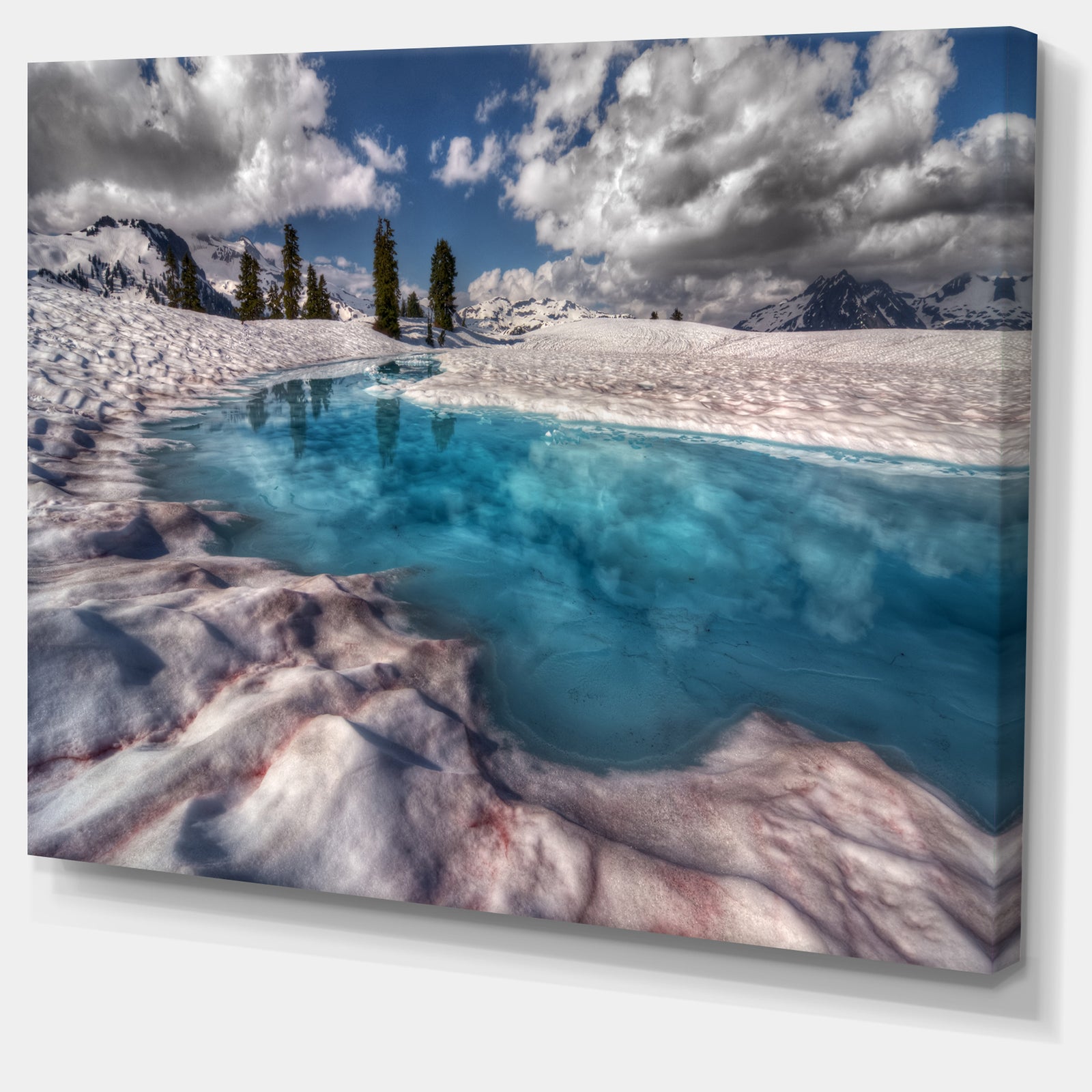 Amazing Blue Melt Lake in Fog - Large Landscape Art Canvas Print