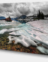 Frozen Mountain Lake Shore - Landscape Wall Art Print Canvas