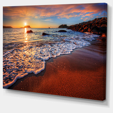 Stunning Ocean Beach at Sunset - Seashore Canvas Art Print