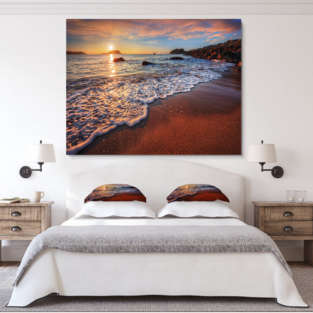 Stunning Ocean Beach at Sunset - Seashore Canvas Art Print