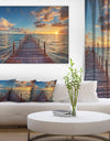 Brilliant Sunrise over Sea Pier - Modern Canvas Art Print