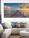 Brilliant Sunrise over Sea Pier - Modern Canvas Art Print