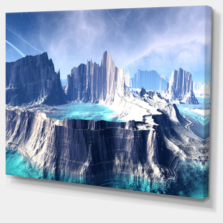 3D Rendered Fantasy Alien Planet - Landscape Wall Art Print Canvas