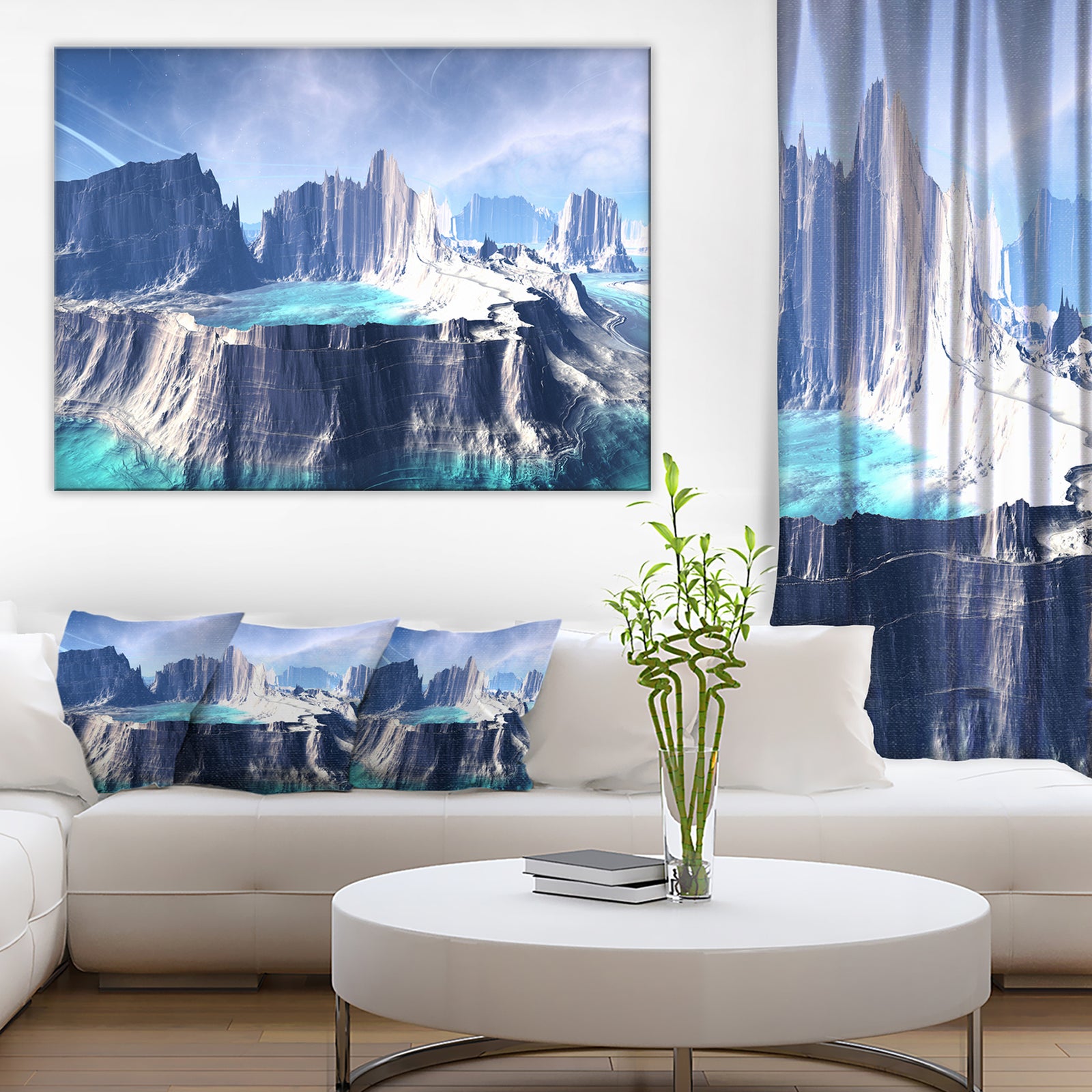 3D Rendered Fantasy Alien Planet - Landscape Wall Art Print Canvas