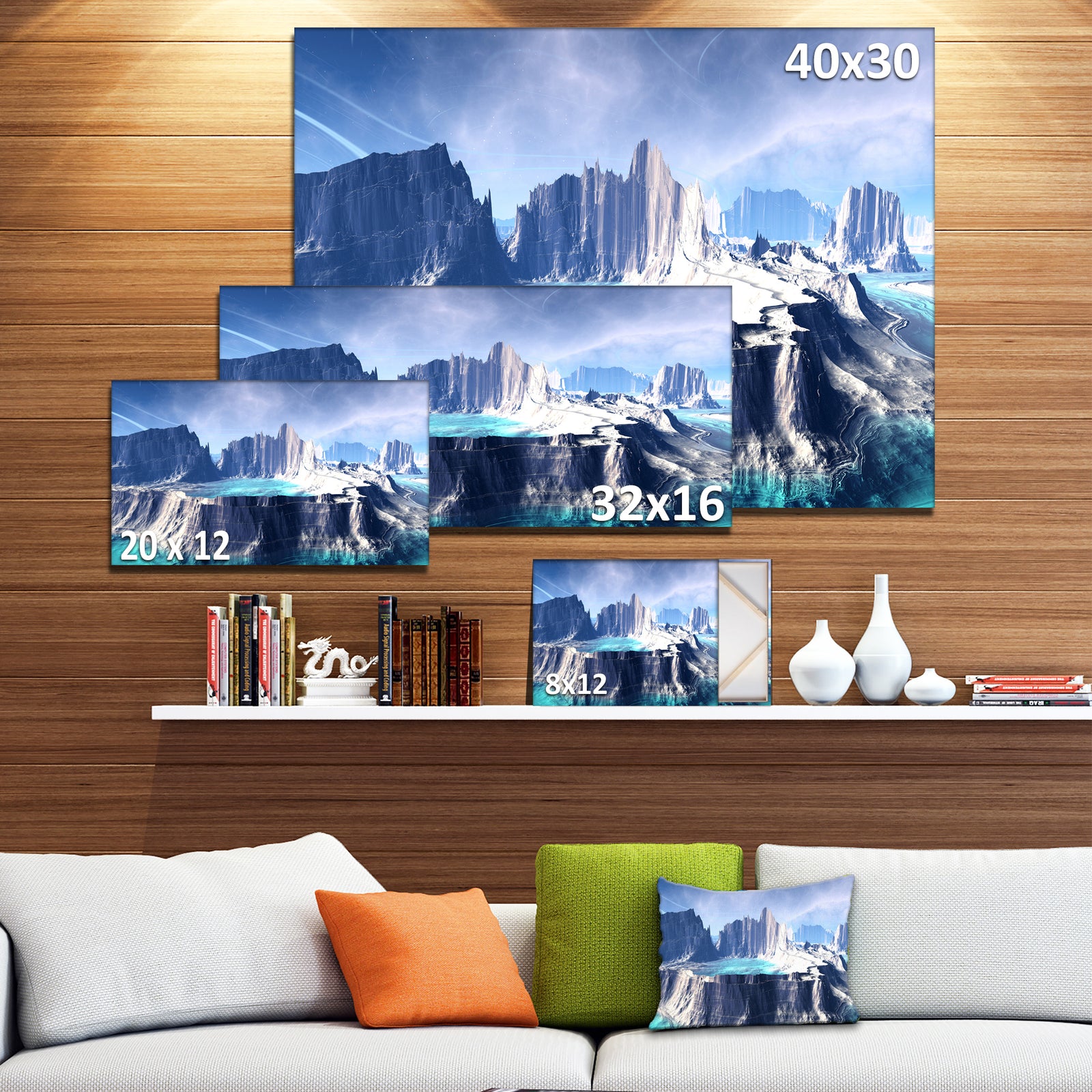 3D Rendered Fantasy Alien Planet - Landscape Wall Art Print Canvas