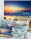 Beautiful Sunrise over Blue Sea - Seashore Canvas Art Print