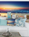 Beautiful Sunrise over Blue Sea - Seashore Canvas Art Print