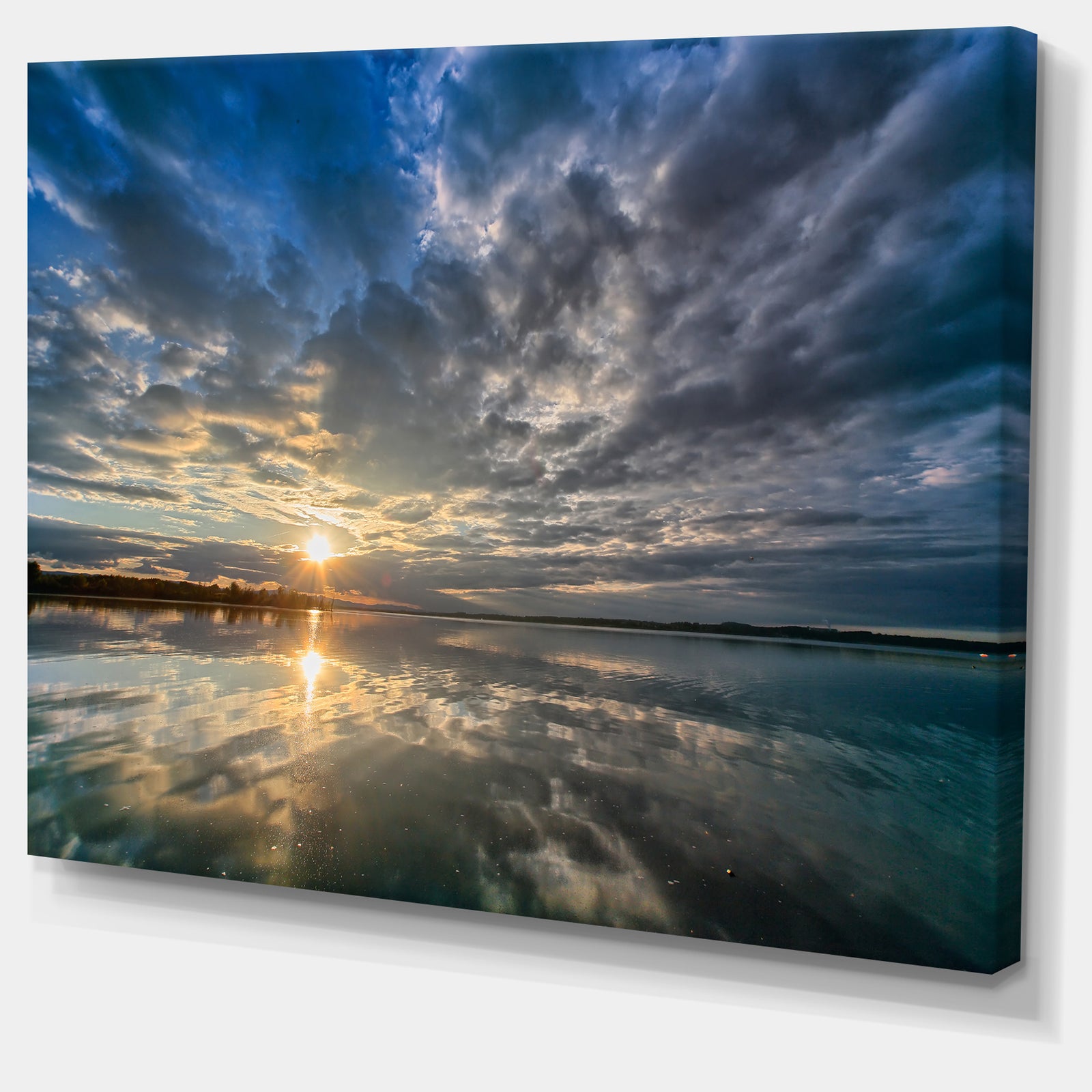Sunset with Dramatic Sky and Sea - Modern Seashore Canvas Wall Art Print