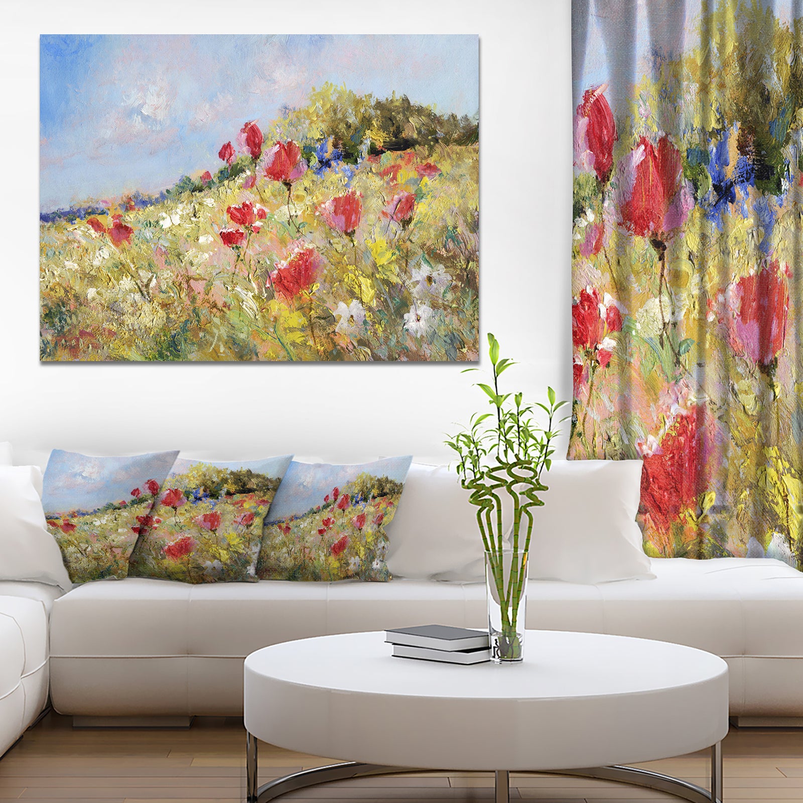 Painted Poppies on Summer Meadow - Large Landscape Canvas Art