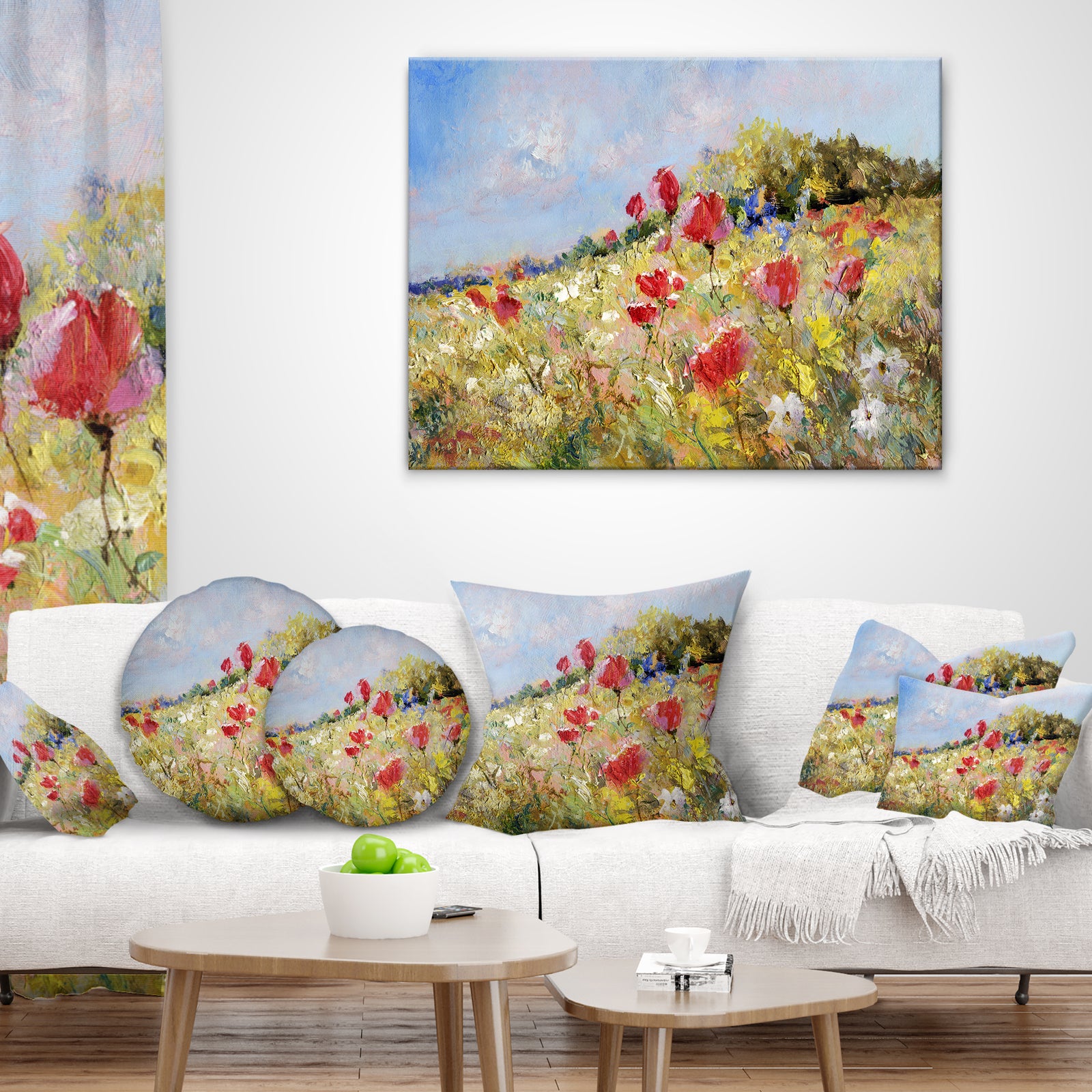 Painted Poppies on Summer Meadow - Large Landscape Canvas Art