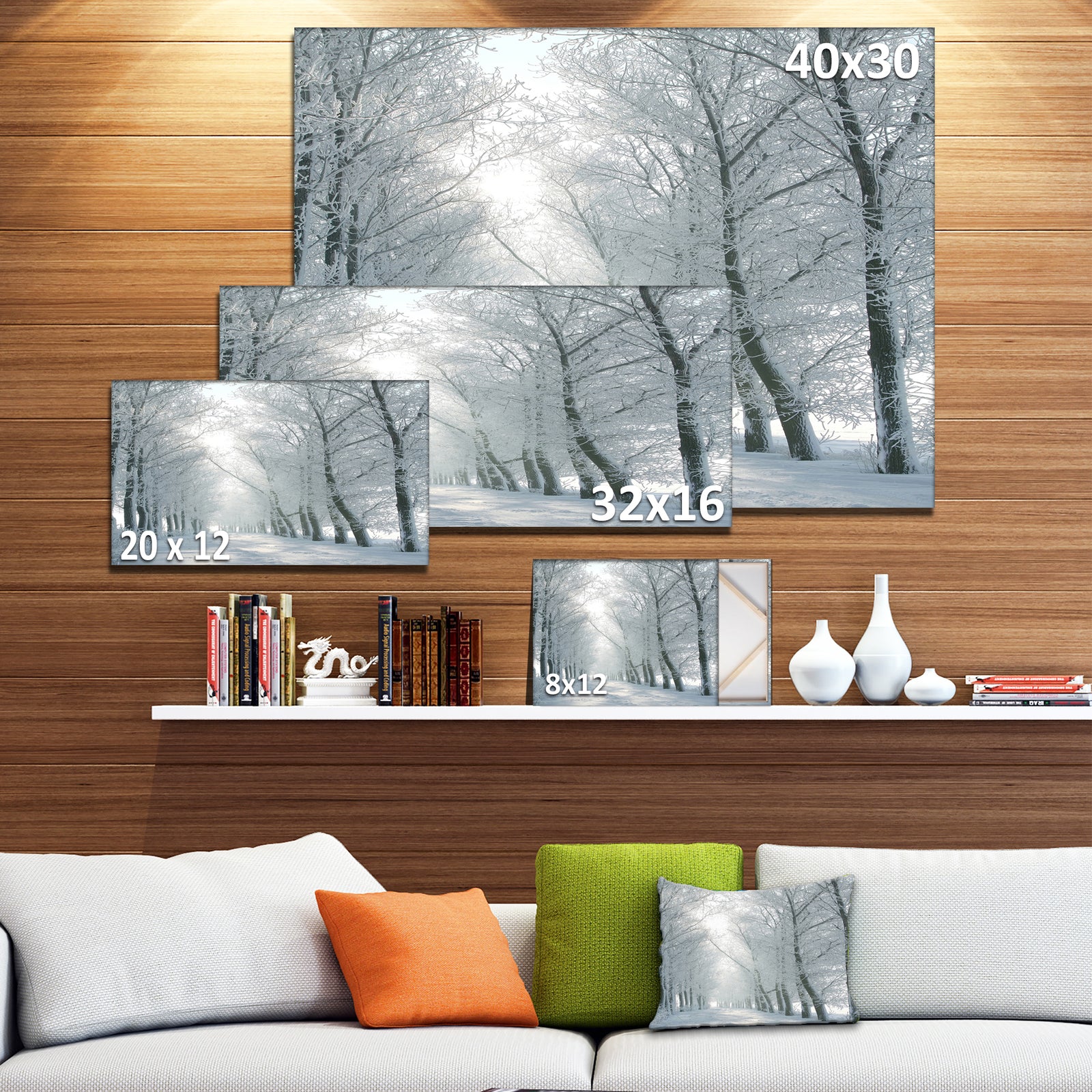 Winter Road Backlit my Morning Sun - Modern Forest Canvas Wall Artwork