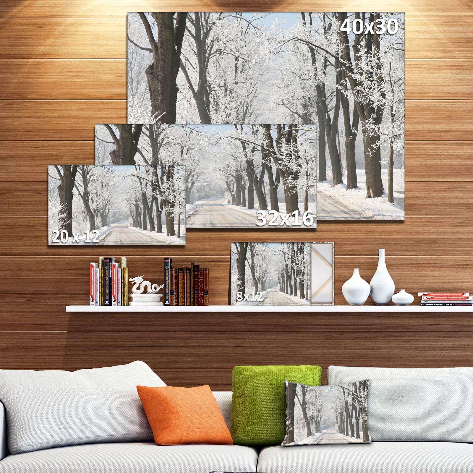 Winter Lane in Countryside - Large Forest Artwork Canvas
