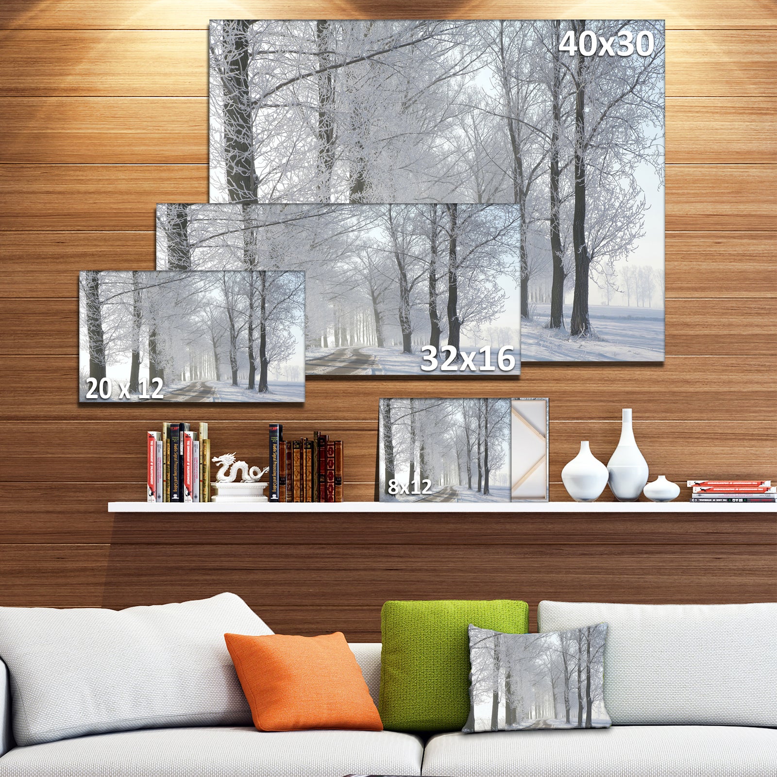 Winter Rural Road in the Morning - Large Forest Artwork Canvas