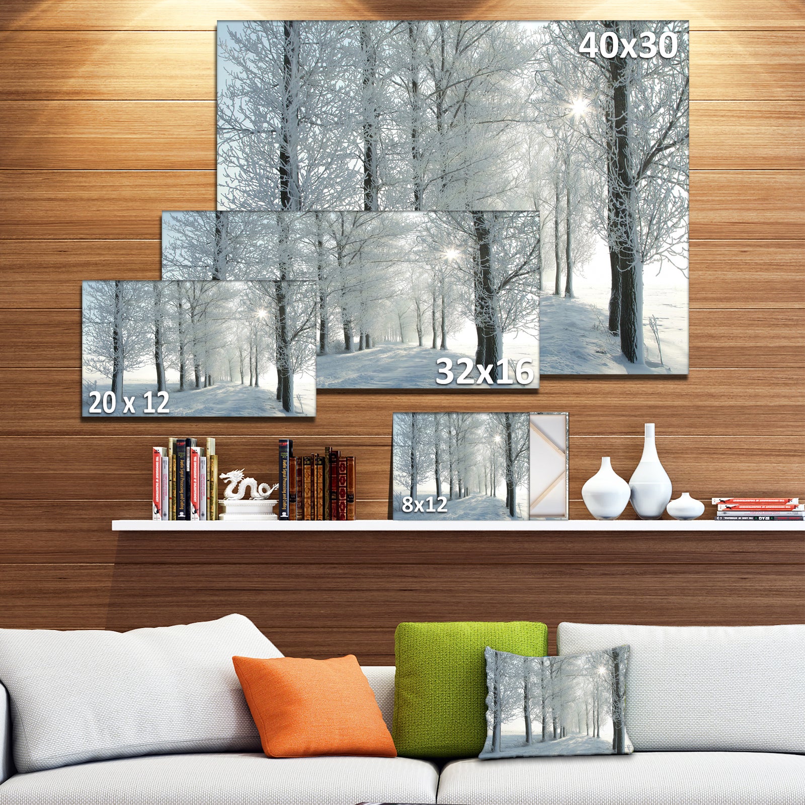Winter Trees Backlit by Morning Sun - Large Forest Artwork Canvas