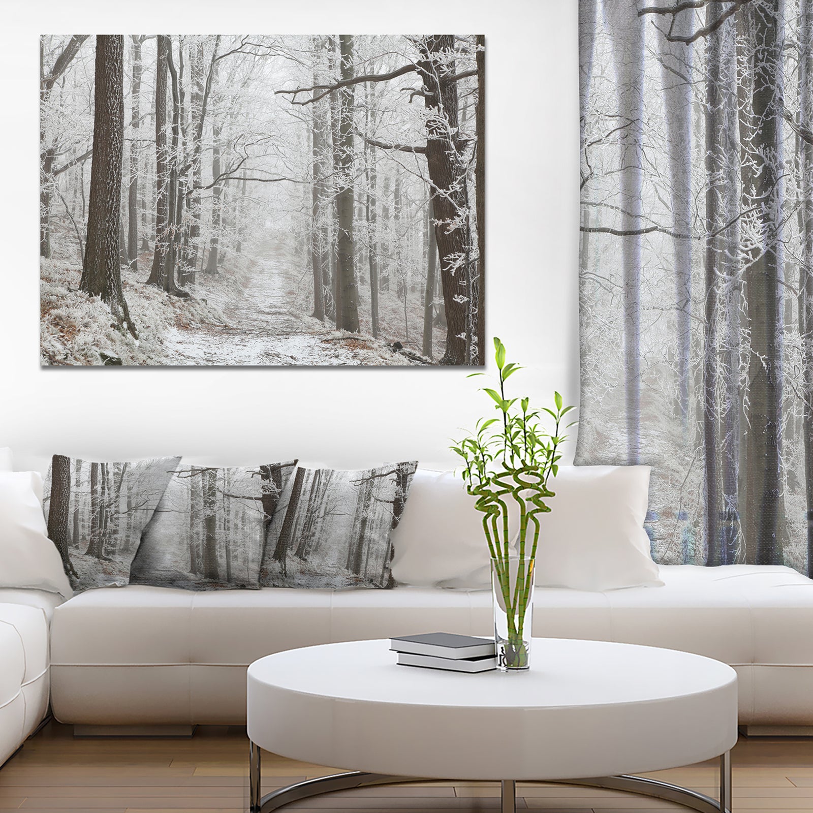 Forest Trail on Winter Morning - Large Forest Artwork Canvas
