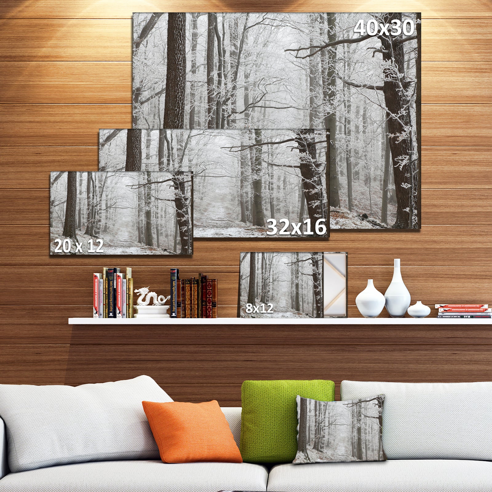 Forest Trail on Winter Morning - Large Forest Artwork Canvas