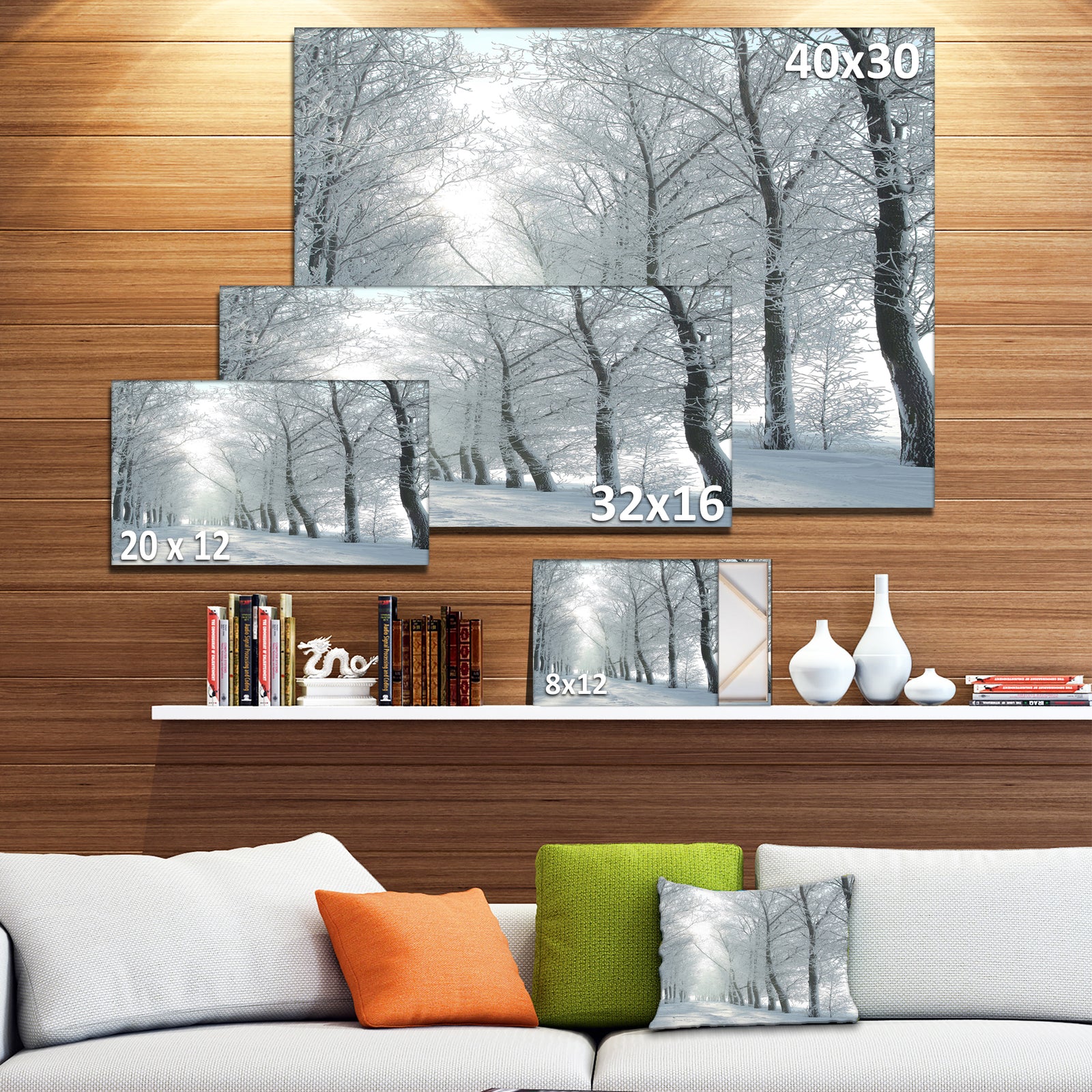 Winter Country Lane on Frosty Morning - Large Forest Artwork Canvas