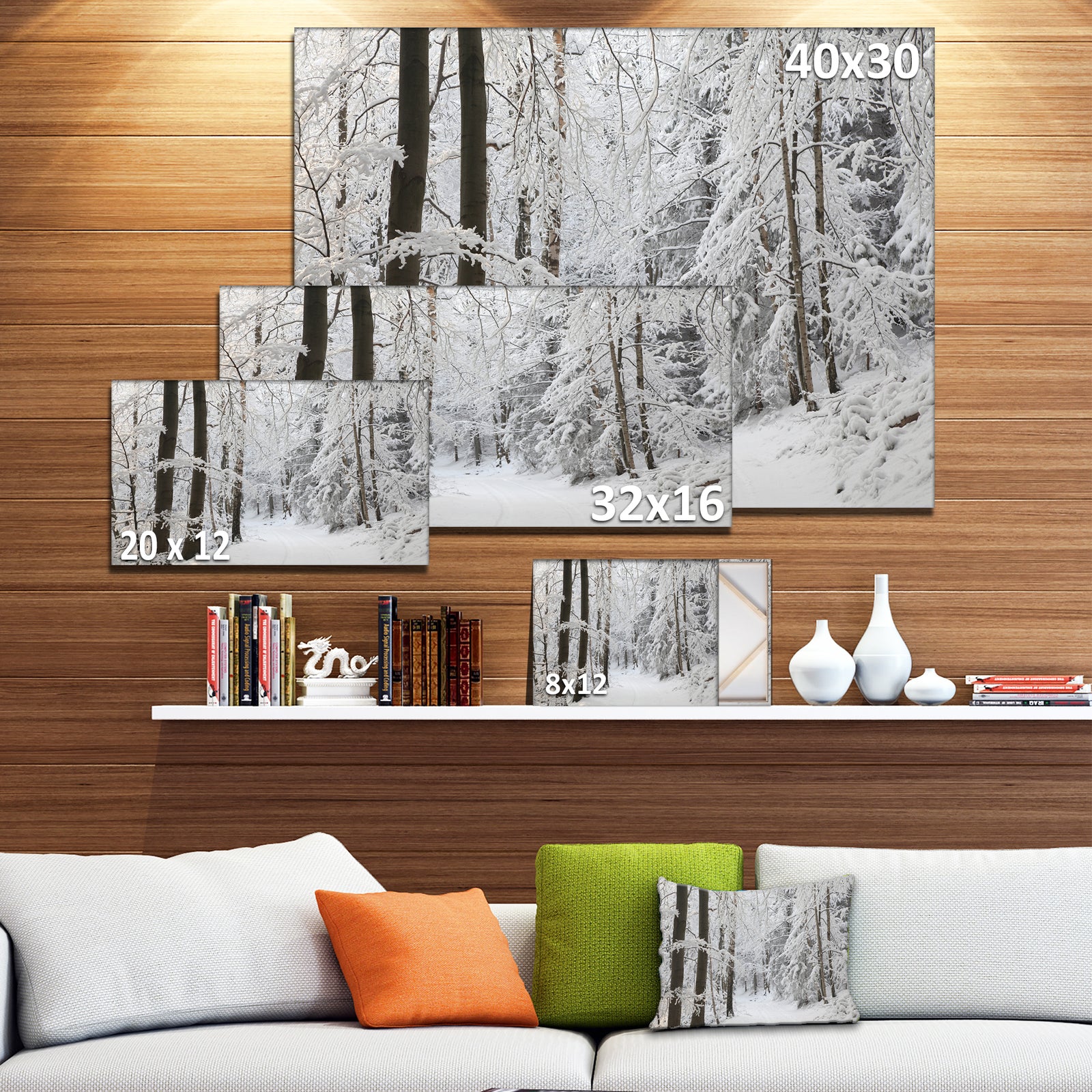 Dense Winter Forest and Lane - Large Forest Artwork Canvas