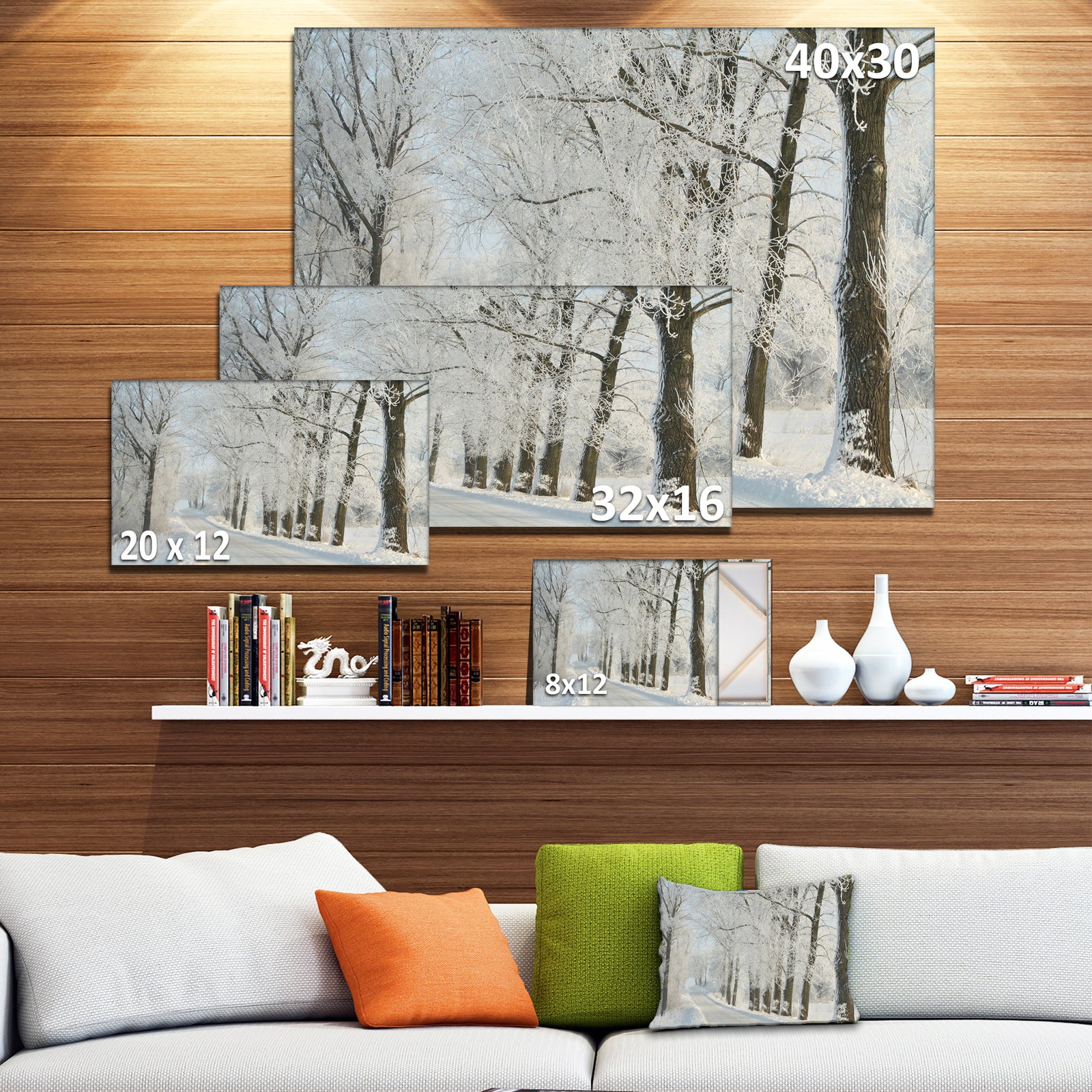 Winter Road in Dense Foggy Forest - Large Forest Artwork Canvas