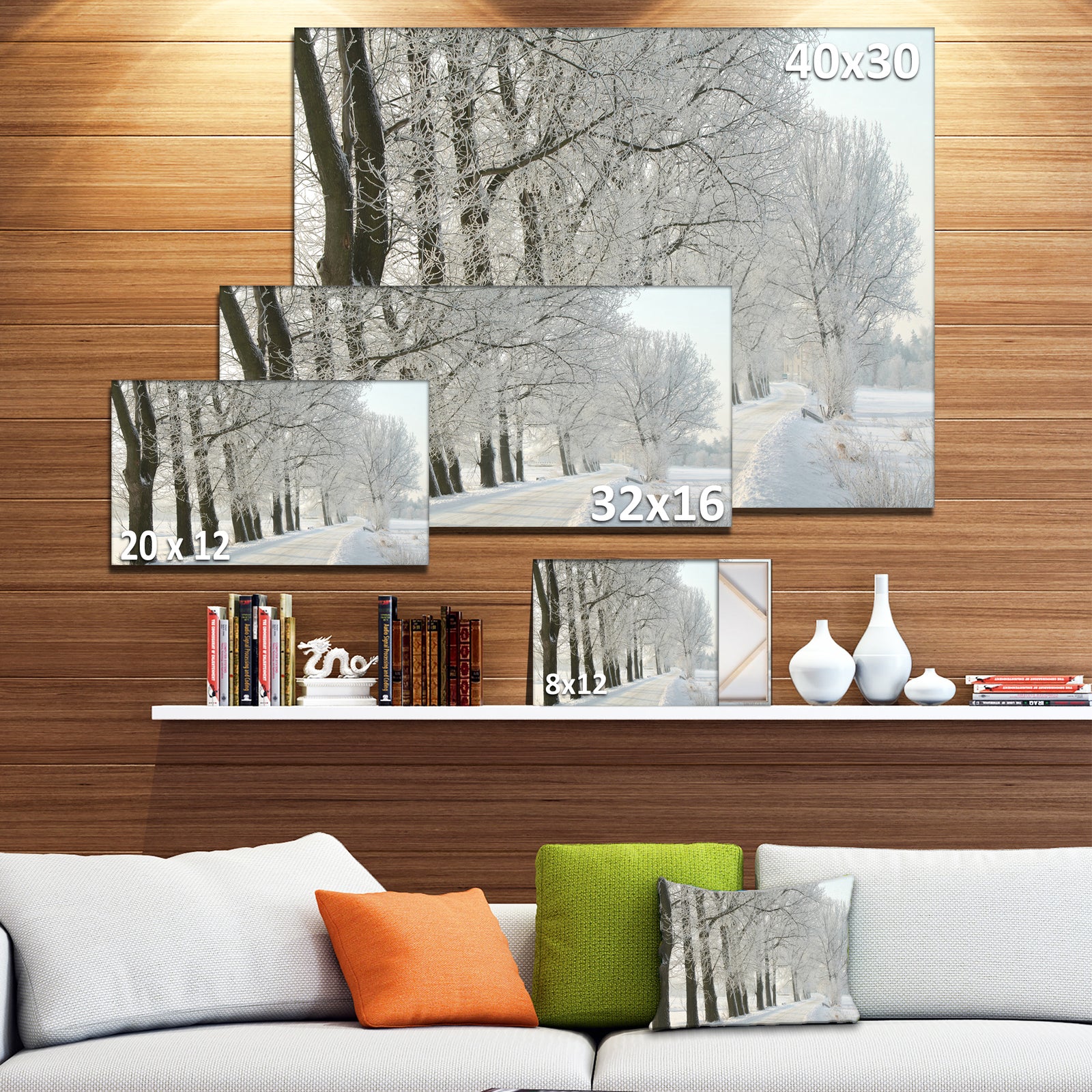 Winter Rural Road at Sunrise - Large Forest Artwork Canvas