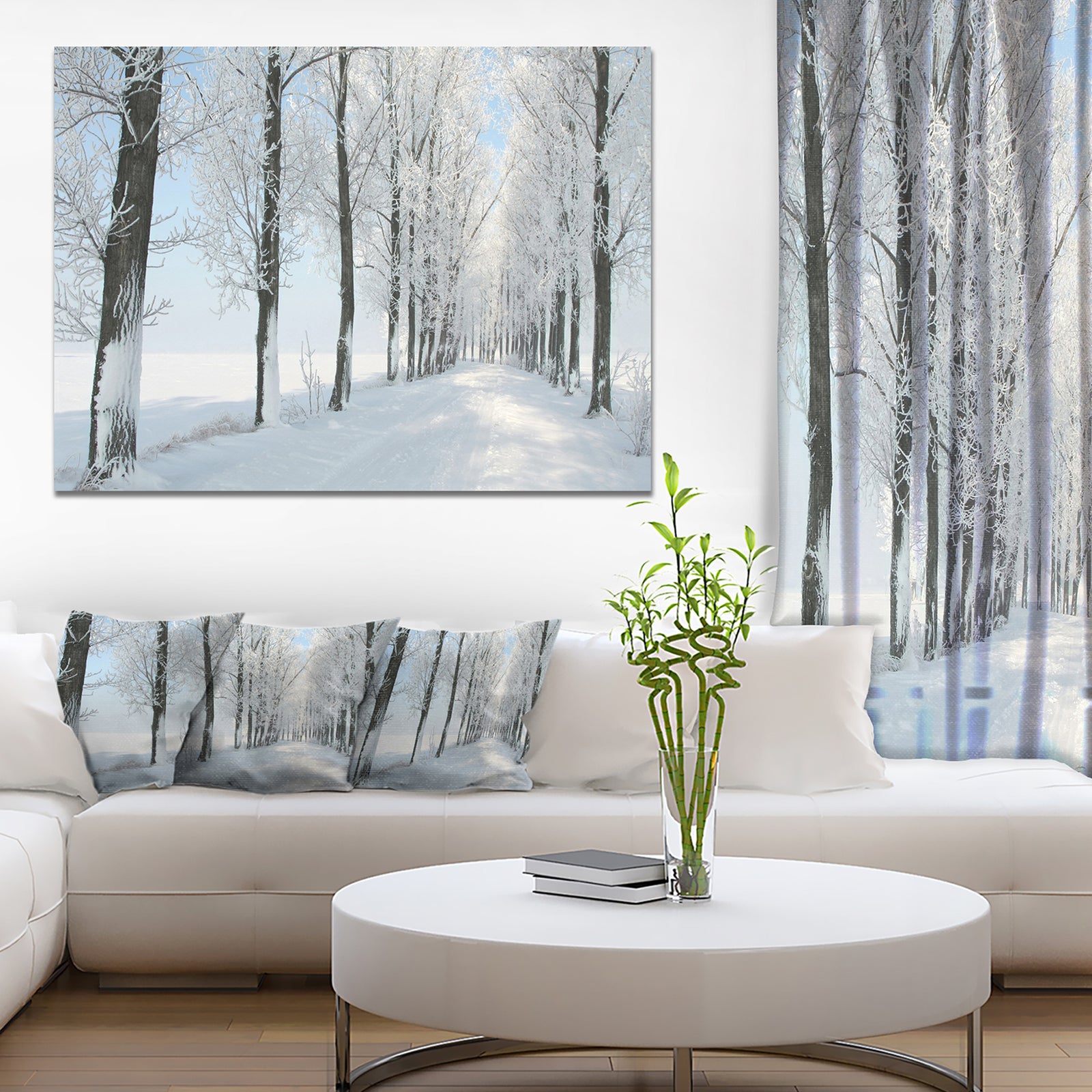 Beautiful Winter Forest Lane Photo - Large Forest Artwork Canvas