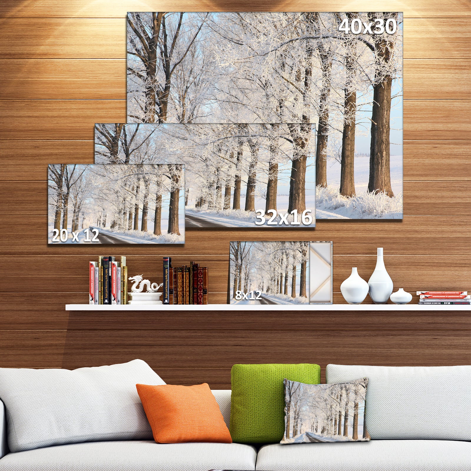 Beautiful Winter Lane at Morning - Large Forest Artwork Canvas