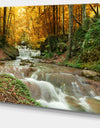 Forest Waterfall with Yellow Trees - Landscape Canvas Art Print