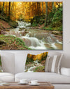 Forest Waterfall with Yellow Trees - Landscape Canvas Art Print