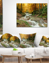 Forest Waterfall with Yellow Trees - Landscape Canvas Art Print